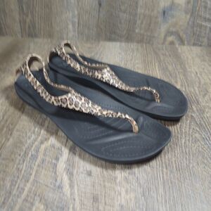 Crocs Women's Serena Sexi Fit Flop Leopard Slip On Thong Casual Size 8 **READ